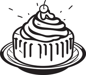 Elegant Vintage Bakery Emblem Icon of Artisan Baking Rustic Round Cake Design Vintage Dessert Charm