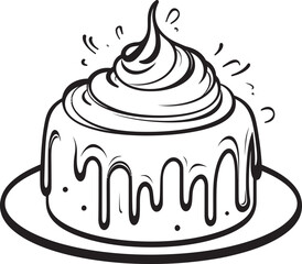 Nostalgic Round Cake Badge Retro Sweet Delights Victorian Era Cake Icon Graceful Confectionery