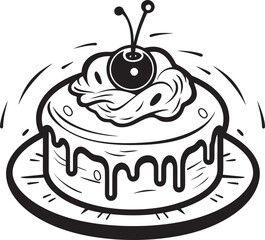 Elegant Cake Emblem Artistic Bakery Heritage Nostalgic Round Cake Badge Retro Sweet Delights