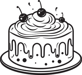 Vintage Dessert Badge Traditional Cake Art Retro Round Cake Symbol Iconic Bakery Craft