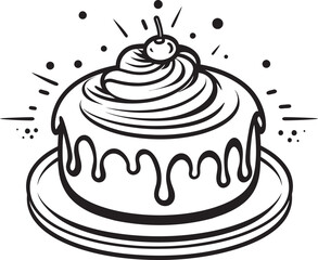 Retro Round Cake Symbol Iconic Bakery Craft Antique Style Cake Logo Vintage Pastry Excellence