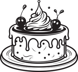 Victorian Style Cake Emblem Graceful Dessert Artistry Vintage Round Cake Illustration Retro Bakery Tradition