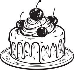 Antique Cake Iconography Traditional Bakery Symbol Classic Victorian Cake Badge Elegance in Baked Goods