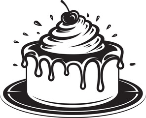 Elegant Cake Symbol Artistic Bakery Heritage Nostalgic Round Cake Emblem Celebrating Sweet Delights