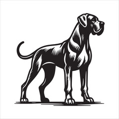 Fototapeta premium Great Dane dog, vector illustration, silhouette