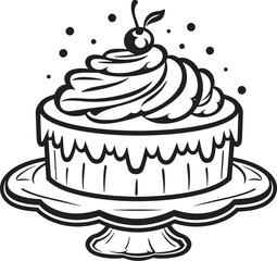 Classic Victorian Cake Icon Artistic Bakery Craft Vintage Style Dessert Emblem Icon of Cake Tradition