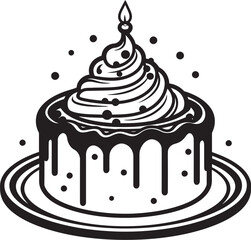 Vintage Round Cake Icon Retro Dessert Art Retro Cake Badge Iconic Bakery Symbol