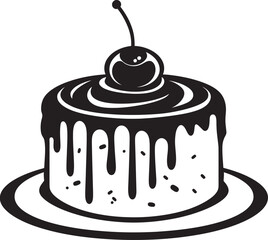 Vintage Cake Illustration Timeless Pastry Appeal Antique Bakery Badge Artistic Cake Design