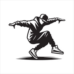 Hip-hop dancer, vector illustration, silhouette