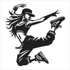 Hip-hop dancer, vector illustration, silhouette