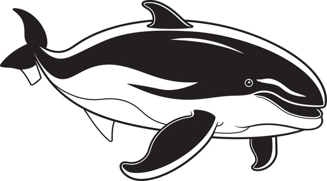 black and white dolphin swimming clip art preview