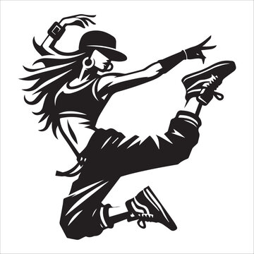 recommend clip art: Hip-hop dancer, vector illustration, silhouette