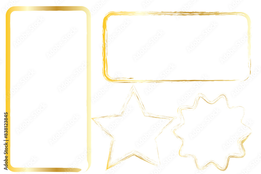 Poster grunge square and rectangle frames, square shape outline on hand draw style. empty black boxes set. 