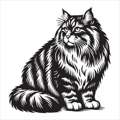 Exotic Shorthair Cat, vector illustration, silhouette