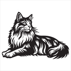 Exotic Shorthair Cat, vector illustration, silhouette