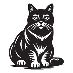 Manx cat, vector illustration, silhouette