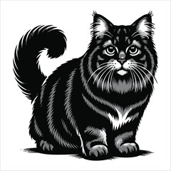 Manx cat, vector illustration, silhouette