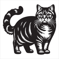 Manx cat, vector illustration, silhouette