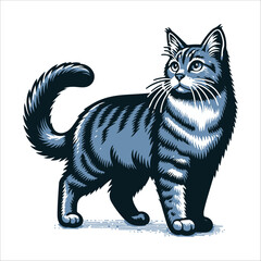 Manx cat, vector illustration, silhouette