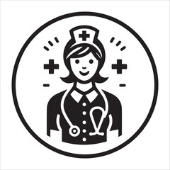 Nurse, vector illustration, silhouette