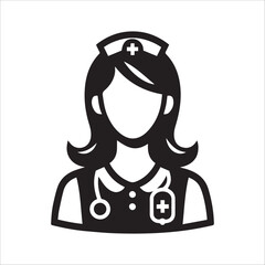 Nurse, vector illustration, silhouette