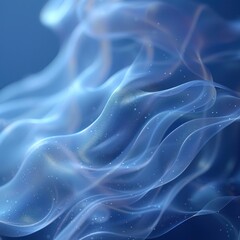 Obraz premium Smooth smoke waves of digital art above the clouds with the concept of a combination of comulunimbus waves creating sparkling smoke in an exotic, shiny gray color