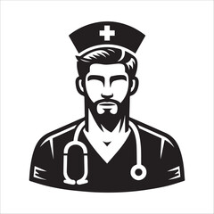 Nurse, vector illustration, silhouette