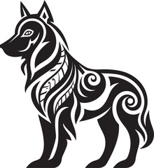 Minimalistic Wolf Icon Symbolic Minimalism Tribal Wolf Badge Traditional Symbolic Artistry