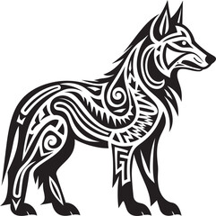 Tribal Wolf Icon Cultural Depth in Design Primitive Wolf Badge Minimalistic Wildlife Art