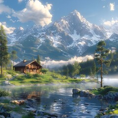 Fototapeta premium landscape with lake