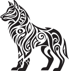 Primitive Wolf Badge Cultural Depth in Design Minimalist Wolf Design Essence of Wildlife