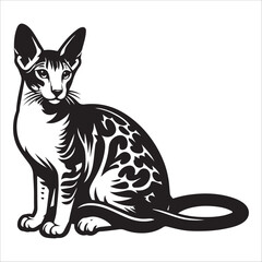 Oriental Shorthair Cat, vector illustration, silhouette