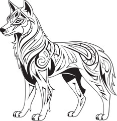 Minimalistic Wolf Emblem Graphic Clarity Tribal Wolf Badge Essence of Nature