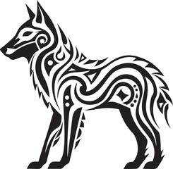 Minimalist Tribal Wolf Artistic Expression Primitive Wolf Emblem Raw and Untamed