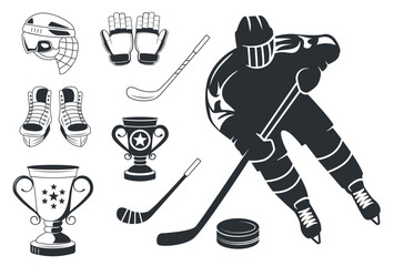 Hockey logo label and emblem set