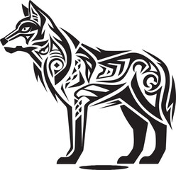 Tribal Wolf Symbol Natures Essential Symbol Primitive Wolf Badge Artistic Minimalism