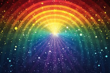 Obraz premium Radiant burst of rainbow colors creating a vibrant sparkling background symbolizing pride and celebration with glittering light effects