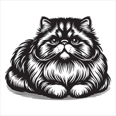 Persian Cat, vector illustration, silhouette