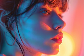 A partial portrait of a woman, creatively obscured by a smooth gradient, suggesting an air of mystery