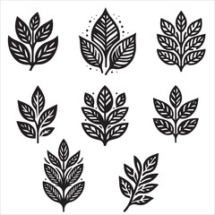 Plant leaves, vector illustration, silhouette