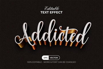 3D Text Effect White Gold Color Style. Editable Text Effect.
