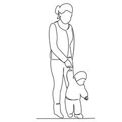 mom and baby learn to walk