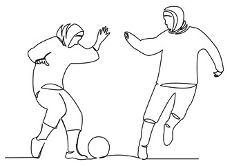 Muslim girls playing football