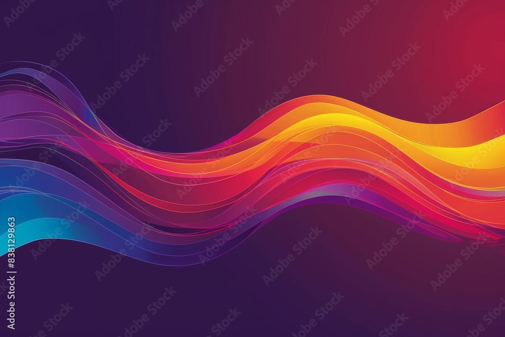 Poster dynamic flowing rainbow waves in a vibrant abstract design symbolizing pride and energy in a colorfu