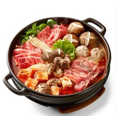 Fototapeta premium Hot Pot Isolated on White Background. High-Resolution Asian Cuisine Photography