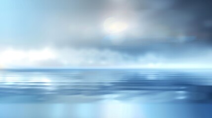 Obraz premium Tranquil Blue Ocean Landscape with a Cloudy Sky and a Shining Sun