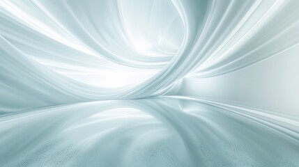 Obraz premium Abstract White Curved Lines Background with a Reflective Surface in a Light Blue Hue