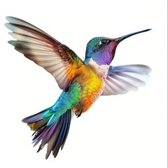 Fototapeta premium Hummingbird Isolated on White Background. High-Resolution Bird Photography