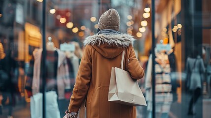 Obraz premium an elegant female shopper carrying her shopping bags generative ai