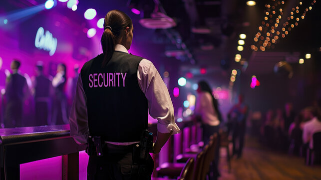 Female security officer in a night club